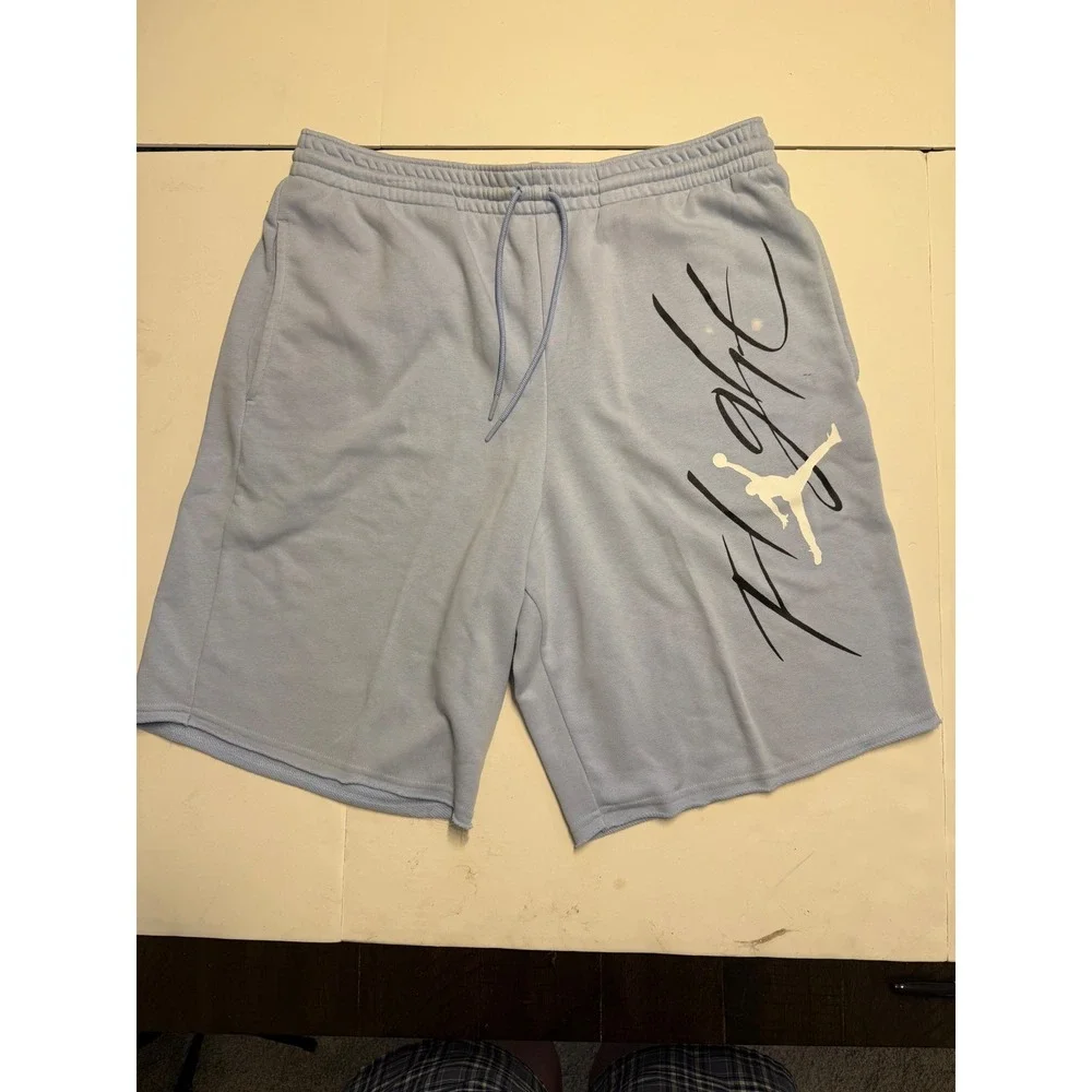 Jordan Flight Fleece Shorts Mens XL Light Blue Jumpman Graphic Athletic DA9824